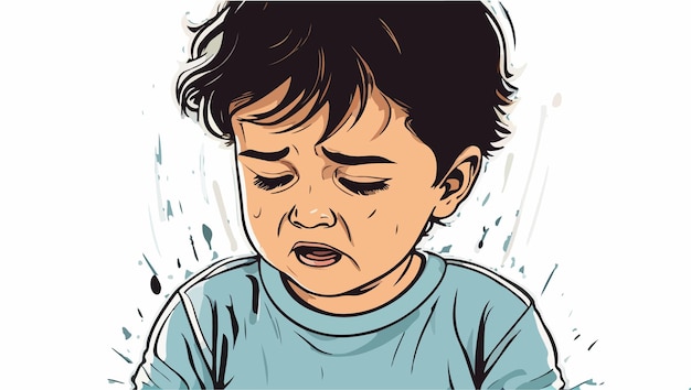 Vector gráfico triste de un niño