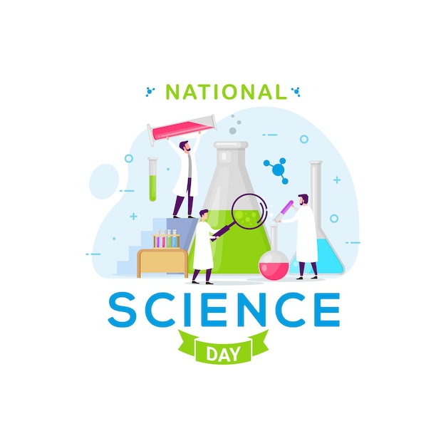 Gráfico de vector de celebración de saludo de banner de día de ciencia nacional