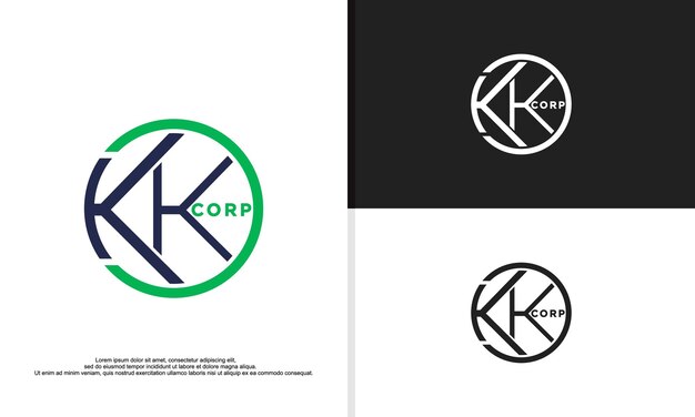 Gráfico de vector de ilustración de logotipo de letra k doble