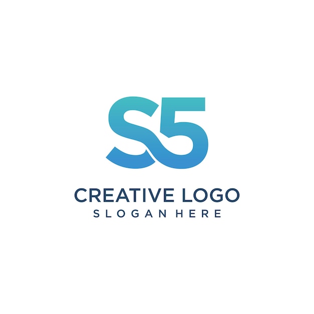Gráfico de vector de plantilla de diseño de logotipo de letra s y número 5