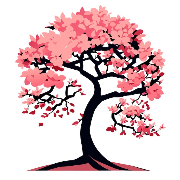 Vector gráfico vectorial de árbol de flor de cerezo en estilo vectorial 2d