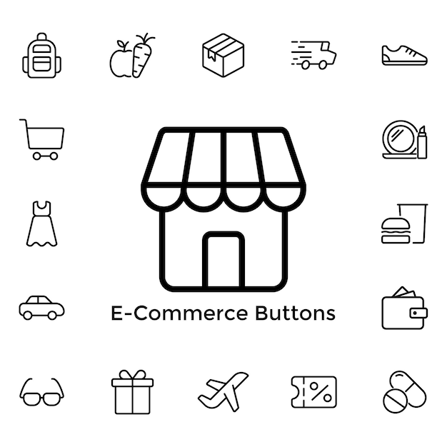 Gráfico vectorial de los botones de comercio electrónico Perfecto para la nueva aplicación de la interfaz de usuario, etc.