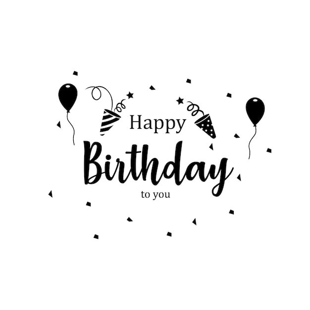 Gráfico vectorial de celebración de cumpleaños con globos y confeti