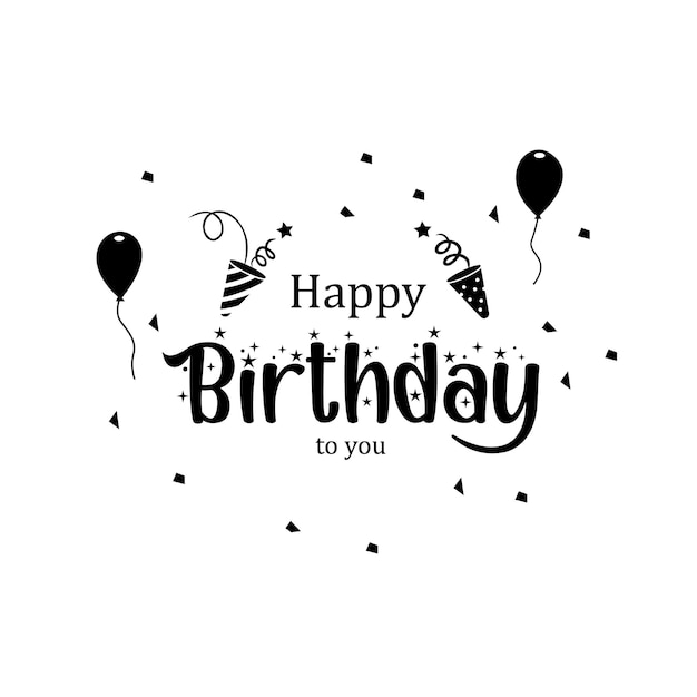 Gráfico vectorial de celebración de cumpleaños con globos y confeti