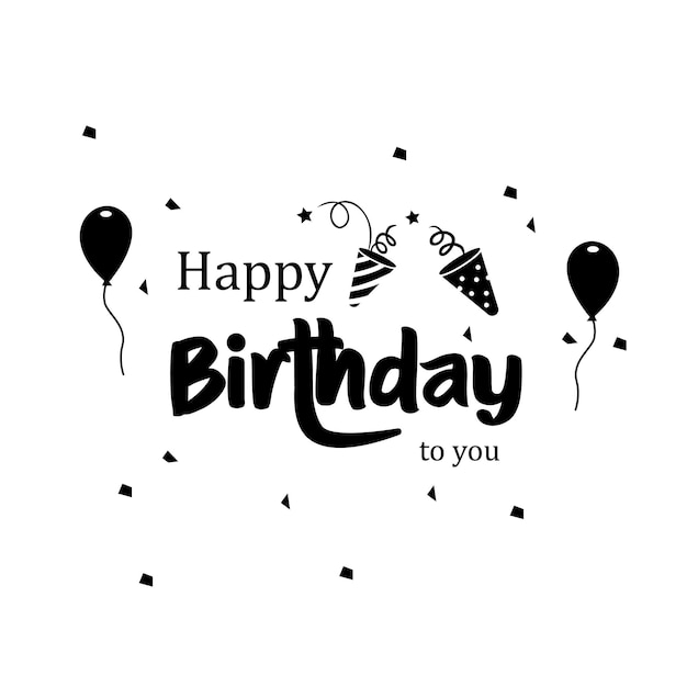 Gráfico vectorial de celebración de cumpleaños con globos y confeti