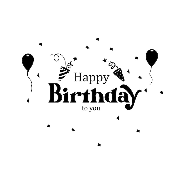 Gráfico vectorial de celebración de cumpleaños con globos y confeti