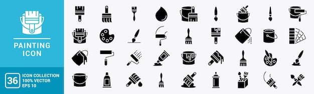 Gráfico vectorial de la colección de iconos de pintura