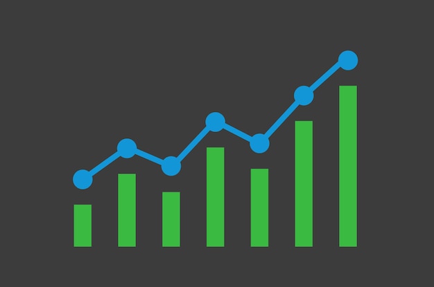 Un gráfico vectorial de crecimiento verde y azul.