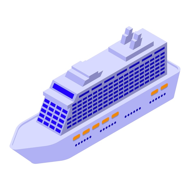 Gráfico vectorial de un crucero moderno en vista isométrica que muestra detalles intrincados