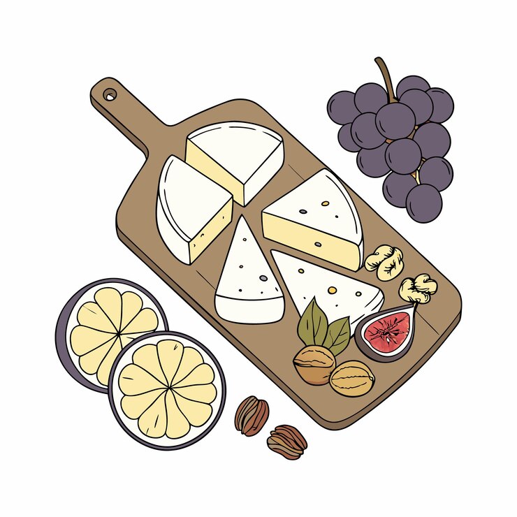 Vector gráfico vectorial de dados y rebanadas de queso para proyectos alimentarios