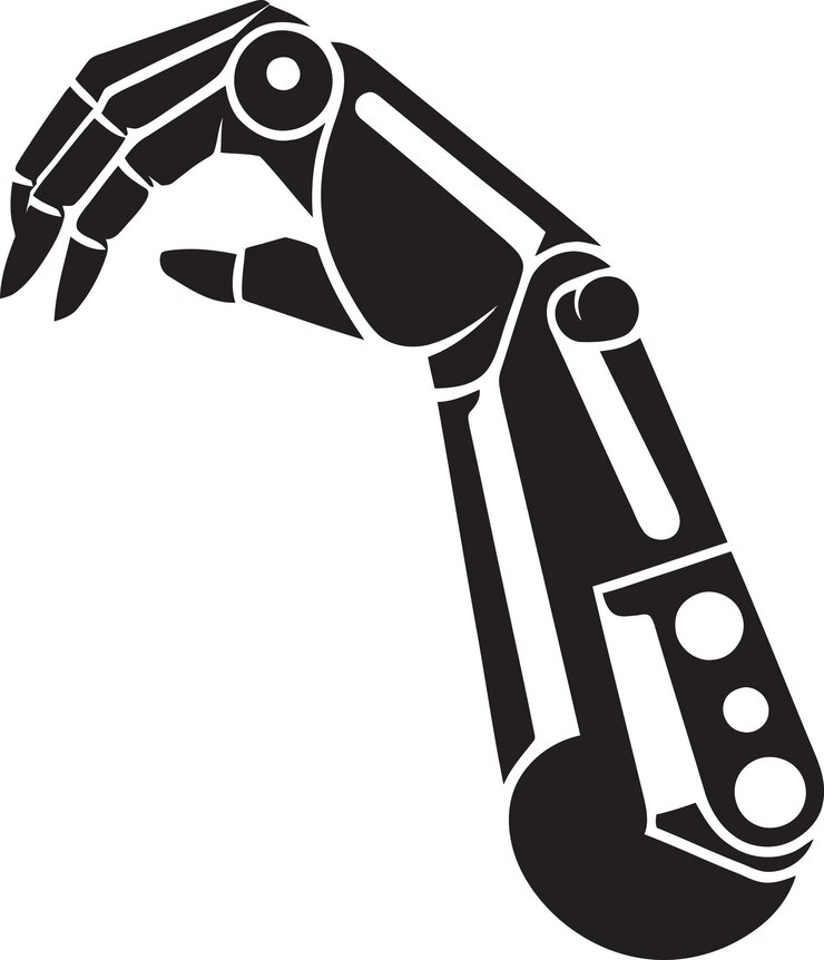 Vector gráfico vectorial detallado de un brazo robótico con énfasis en características de alta tecnología y articulación moderna