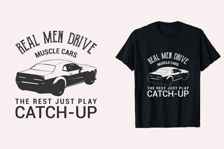 Gráfico vectorial de diseño de camiseta de coche clásico muscular