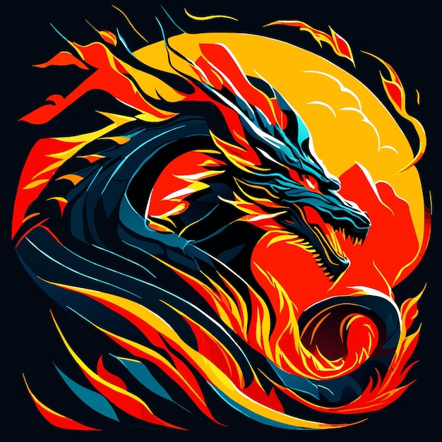 Vector el gráfico vectorial de epic dragon duel fantasy