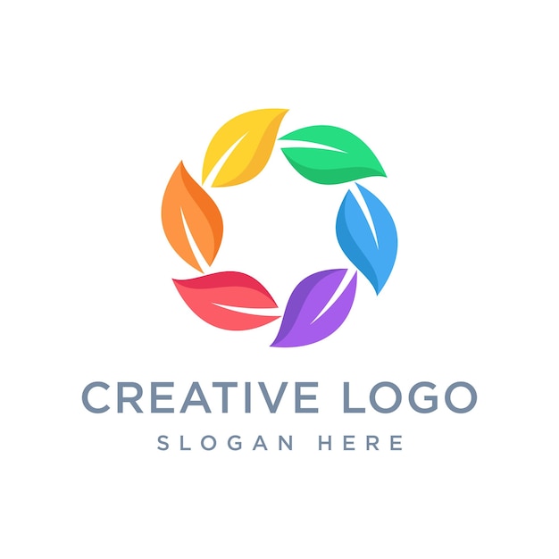 Gráfico vectorial de flor o diseño de logotipo de hoja colorida