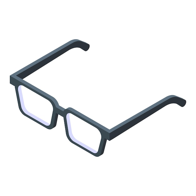 Gráfico vectorial de gafas isométricas con marcos negros sobre un fondo blanco