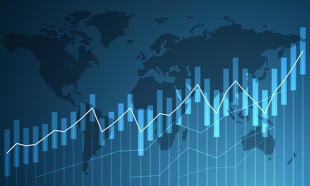 Gráfico vectorial de gráfico financiero con línea de tendencia ascendente