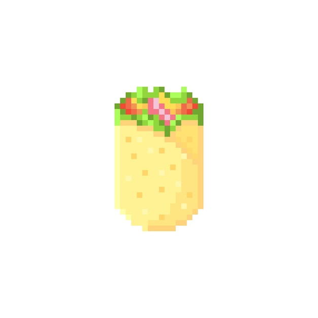 Gráfico vectorial de ilustración de burrito en estilo pixel art