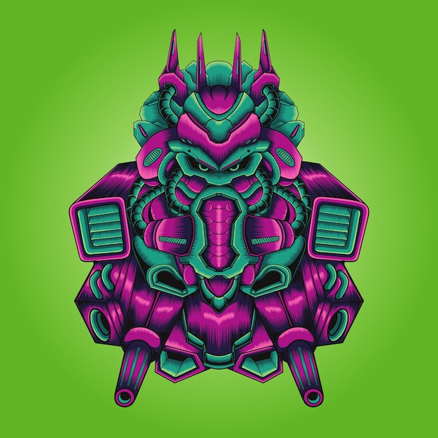 Gráfico vectorial de ilustración del caballero robot cyborg