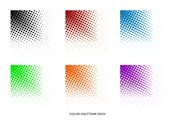 Vector gráfico vectorial de ilustración de color semitono paquete de semitonos adorno puntos píxeles, etc.