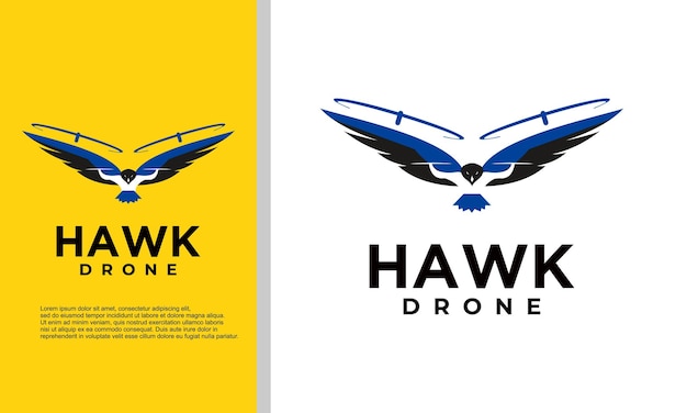 Gráfico vectorial de ilustración de logotipo de halcón combinado con drone