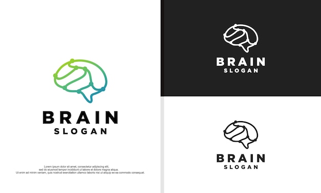 Gráfico vectorial de ilustración del logotipo del logotipo Brain Neuron Nerve o inspiración para el diseño del logotipo de algas marinas