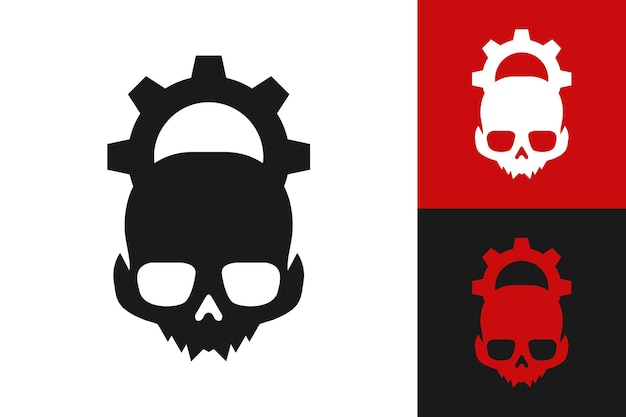 Gráfico vectorial de ilustración del logotipo de skull gear perfecto para usar en la empresa de tecnología