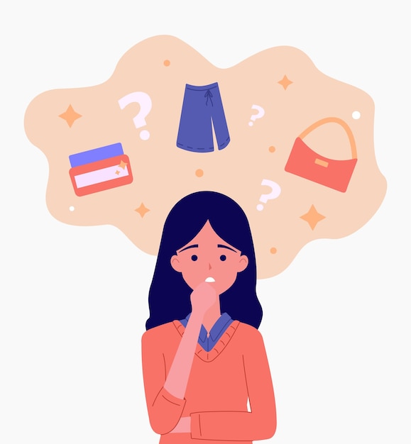 Vector gráfico vectorial de ilustración de una mujer planeando una compra