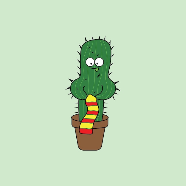 Gráfico vectorial de ilustración Niños dibujando estilo cactus tejiendo una bufanda