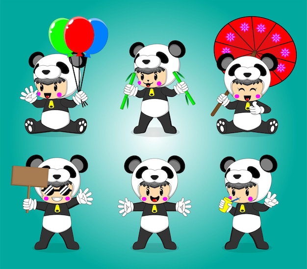 Gráfico vectorial de ilustración del personaje de dibujos animados panda lindo y divertido perfecto para mascota y símbolo