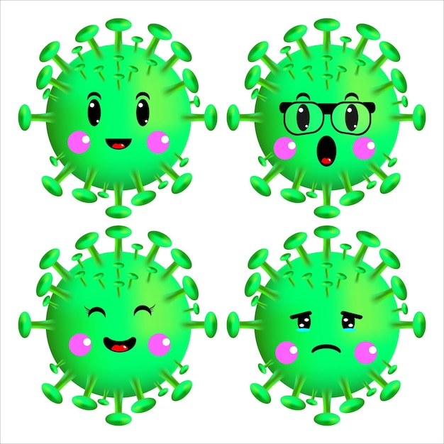 Vector gráfico vectorial de ilustración del personaje de dibujos animados del virus corona