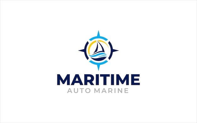 Gráfico vectorial de ilustración de la plantilla de diseño de logotipo de concepto de barco y barco