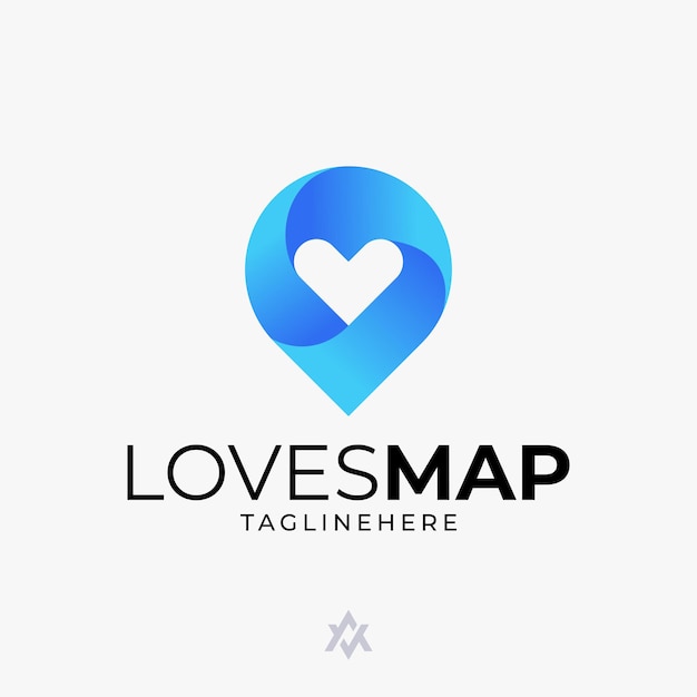 Gráfico vectorial de ilustración de la plantilla de logotipo de doble significado de amor y mapa