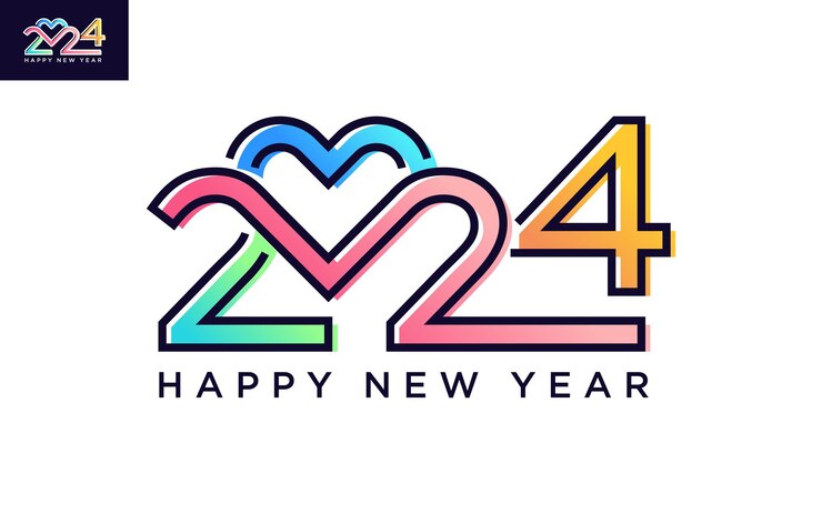 Vector gráfico vectorial del logotipo de 2024 feliz año nuevo texto 2024 plantilla editable y redimensionable eps 10