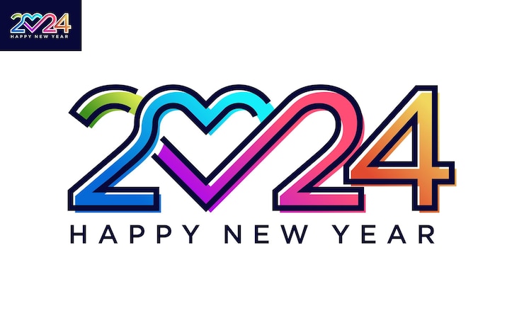 Vector gráfico vectorial del logotipo de 2024 feliz año nuevo texto 2024 plantilla editable y redimensionable eps 10