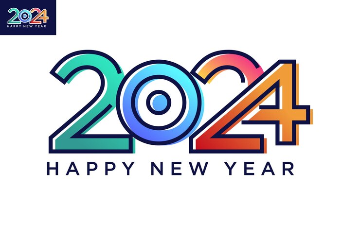 Vector gráfico vectorial del logotipo de 2024 feliz año nuevo texto 2024 plantilla editable y redimensionable eps 10