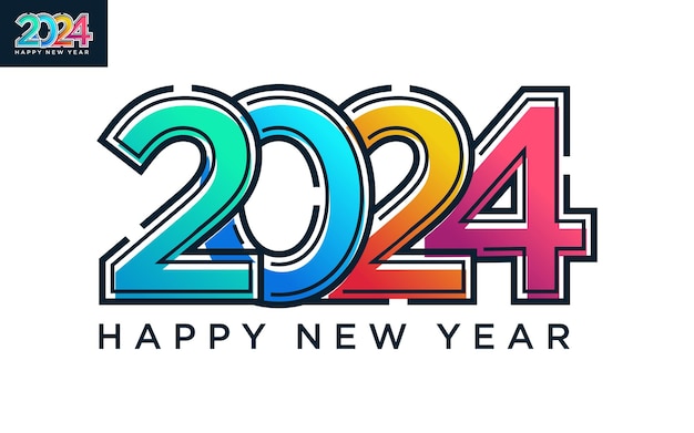 Gráfico vectorial del logotipo de 2024 feliz año nuevo texto 2024 plantilla editable y redimensionable EPS 10