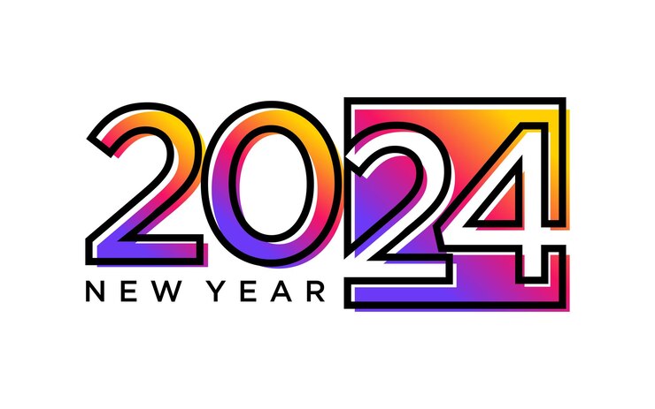 Vector gráfico vectorial del logotipo de 2024 feliz año nuevo texto 2024 plantilla editable y redimensionable eps 10