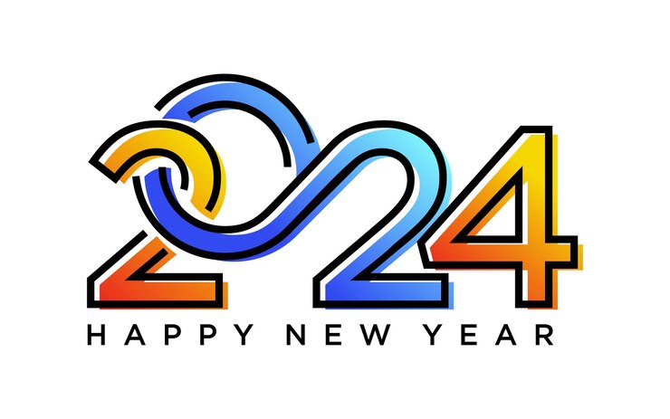Vector gráfico vectorial del logotipo de 2024 feliz año nuevo texto 2024 plantilla editable y redimensionable eps 10