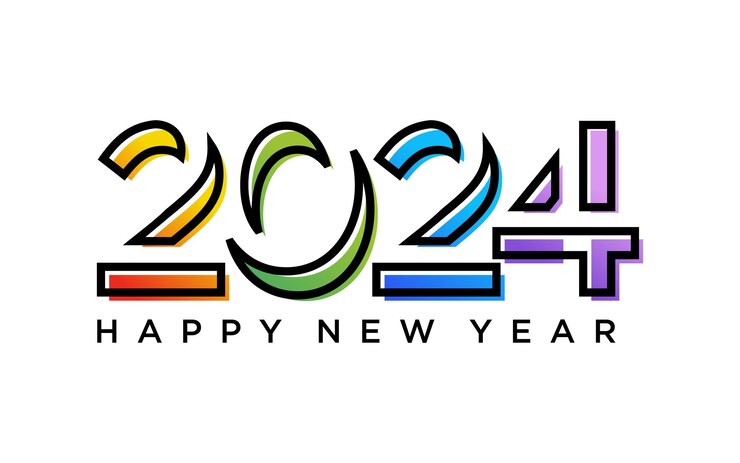 Vector gráfico vectorial del logotipo de 2024 texto de feliz año nuevo plantilla de 2024 editable y redimensionable eps 10