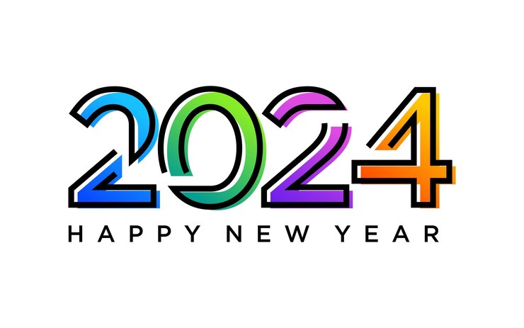 Vector gráfico vectorial del logotipo de 2024 texto de feliz año nuevo plantilla de 2024 editable y redimensionable eps 10