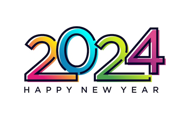 Gráfico vectorial del logotipo de 2024 texto de feliz año nuevo plantilla de 2024 editable y redimensionable EPS 10