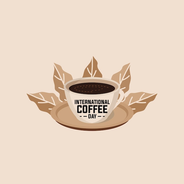 Gráfico vectorial del logotipo del día internacional del café. diseño de saludo vectorial día internacional del café.