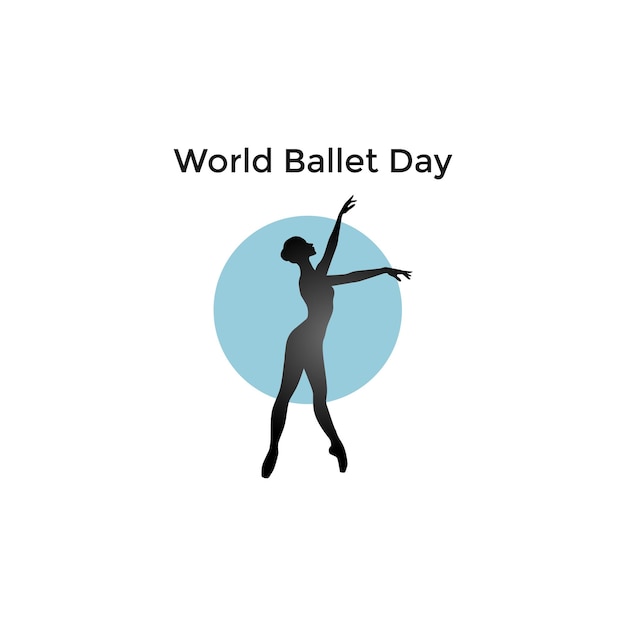 Gráfico vectorial del logotipo del día mundial del ballet con icono de bailarina de ballet.