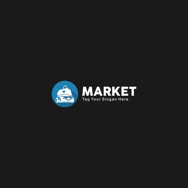 gráfico vectorial del logotipo del mercado de compra y venta de automóviles en línea