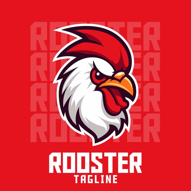 Gráfico vectorial de mascota con logotipo de ilustración de pollo enojado para equipos de juegos deportivos y de deportes electrónicos