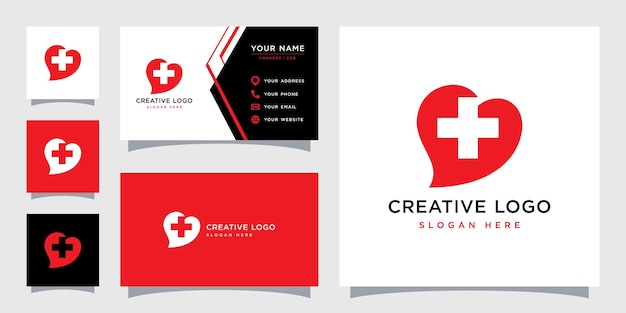 Gráfico vectorial de médico combinado con plantilla de diseño de logotipo de corazón