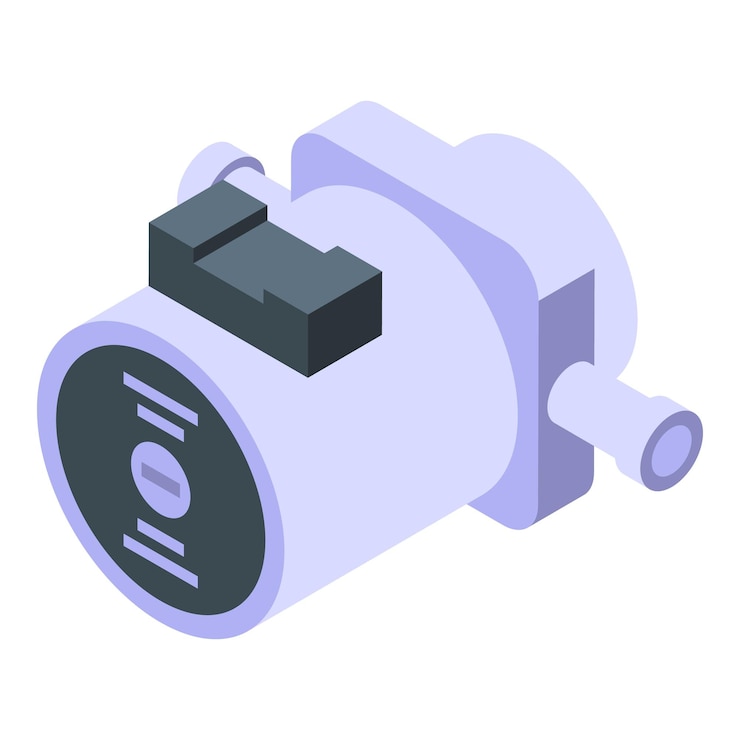 Vector gráfico vectorial de un motor eléctrico isométrico 3d en un diseño simplificado