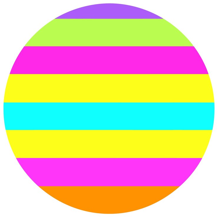 Vector un gráfico vectorial plano con rayas coloridas de arco iris en forma circular utilizando una paleta de colores pastel