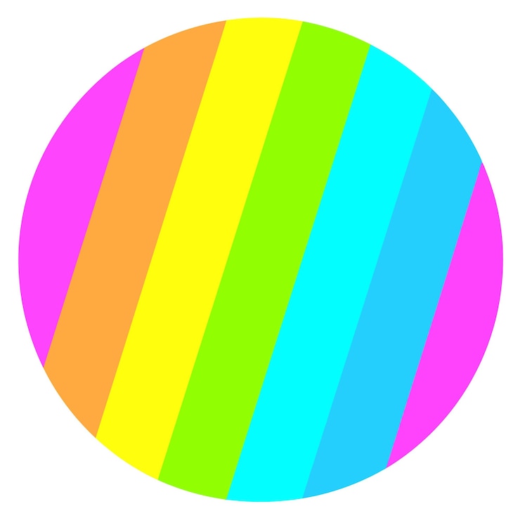 Vector un gráfico vectorial plano con rayas coloridas de arco iris en forma circular utilizando una paleta de colores pastel