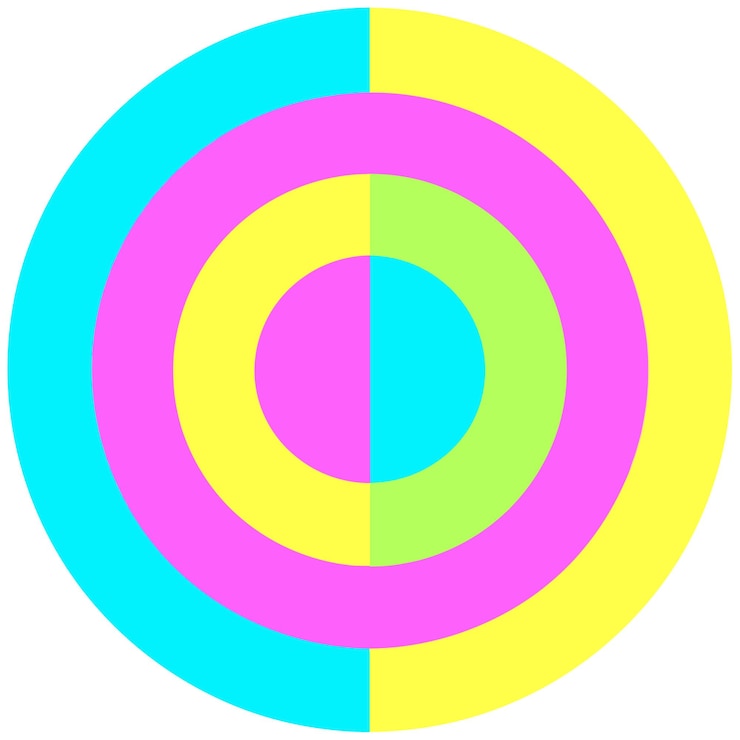 Vector un gráfico vectorial plano con rayas coloridas de arco iris en forma circular utilizando una paleta de colores pastel